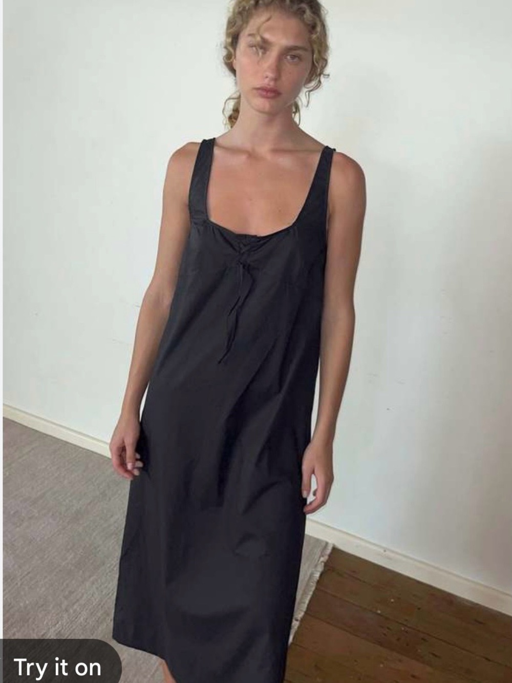 Black Sleeveless Maxi Dress with Front Tie